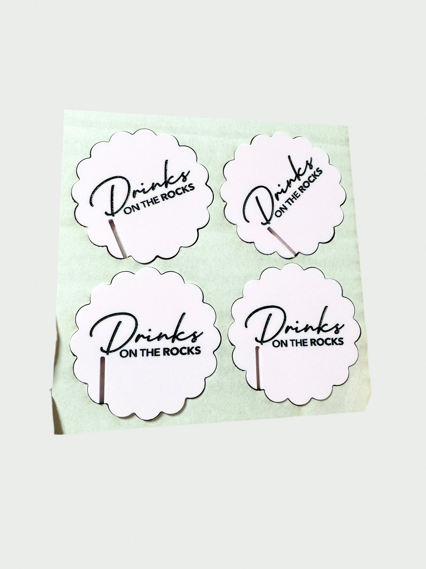 pale pink with logo in black