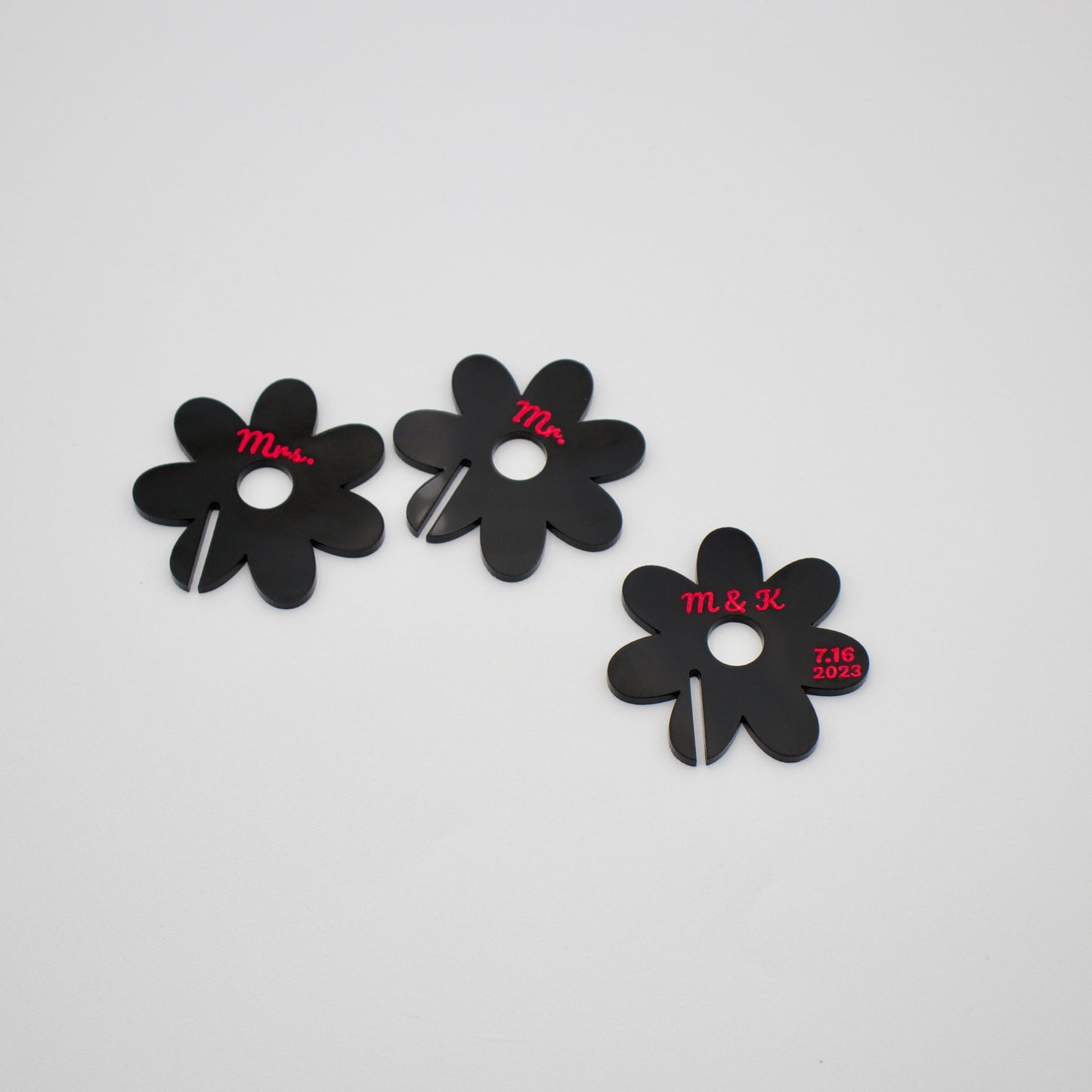 Daisy Drink Tags- Black Acrylic