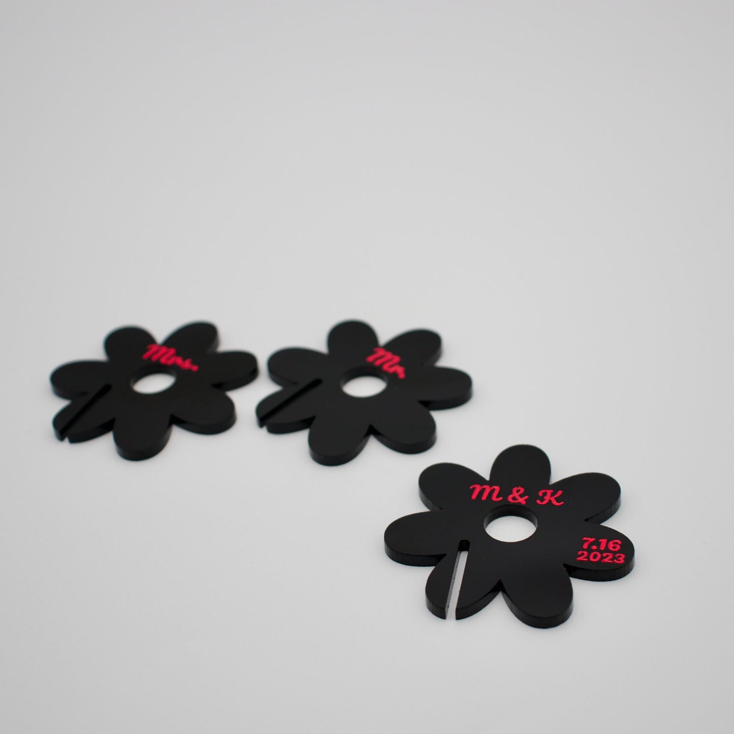 Daisy Drink Tags- Black Acrylic
