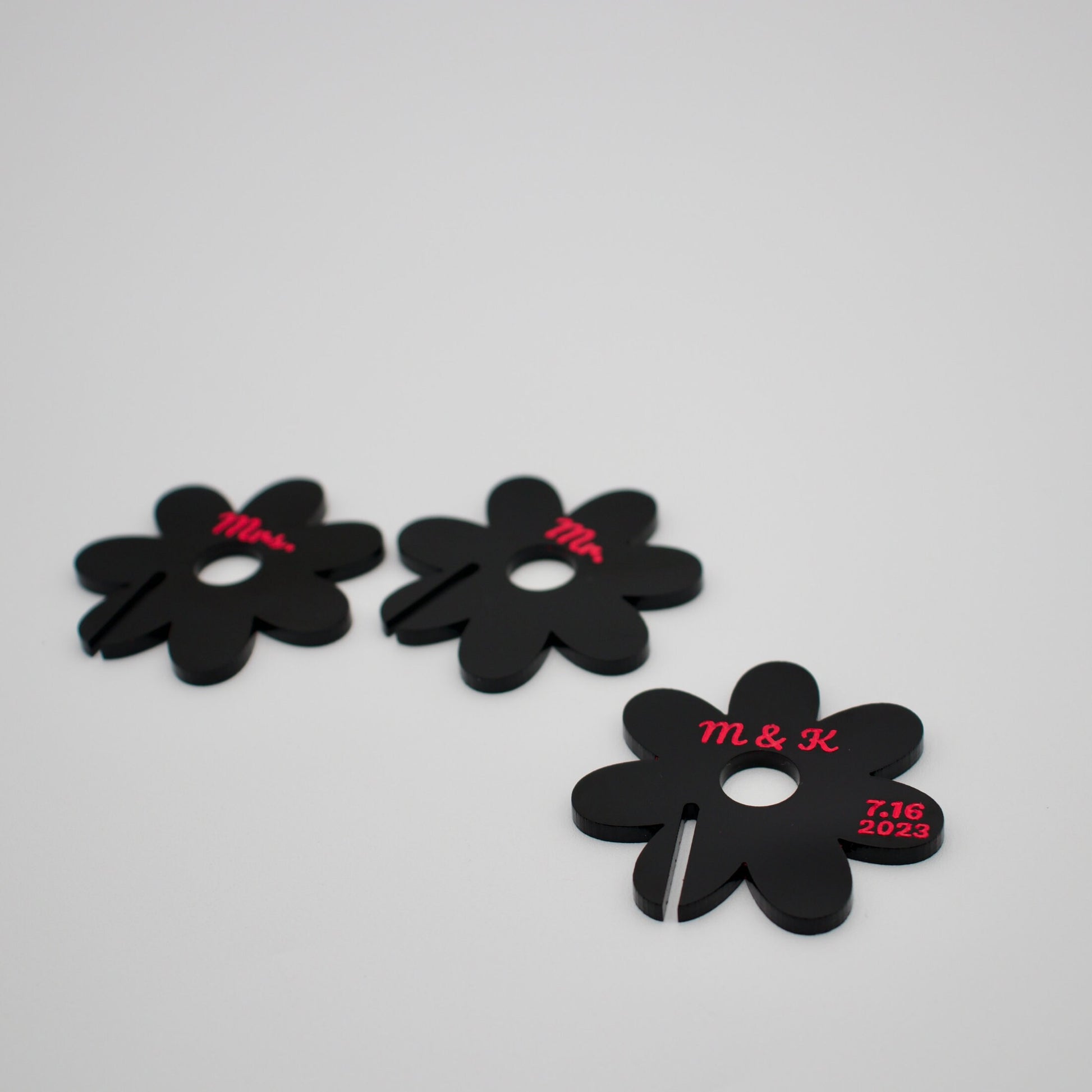 Daisy Drink Tags- Black Acrylic