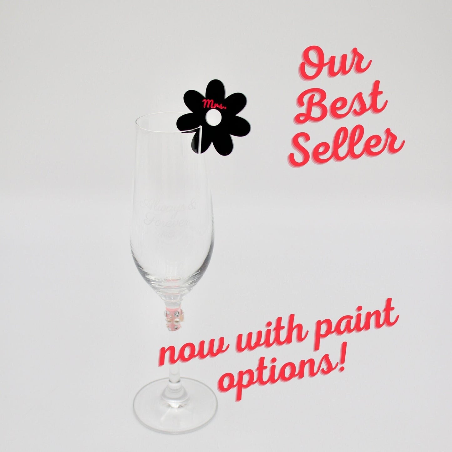 Daisy Drink Tags- Black Acrylic