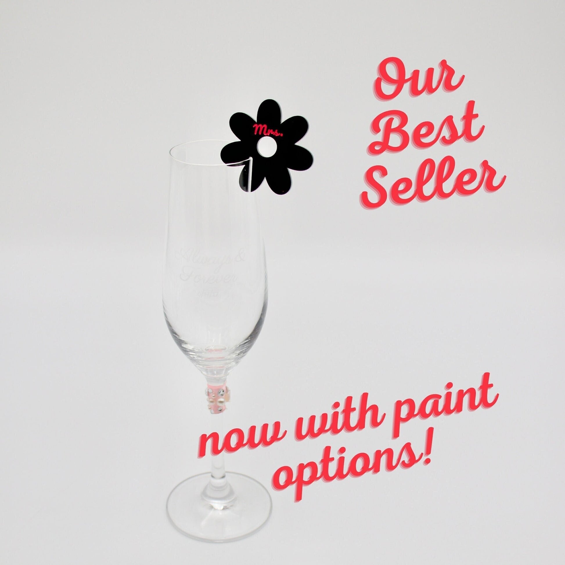 Daisy Drink Tags- Black Acrylic