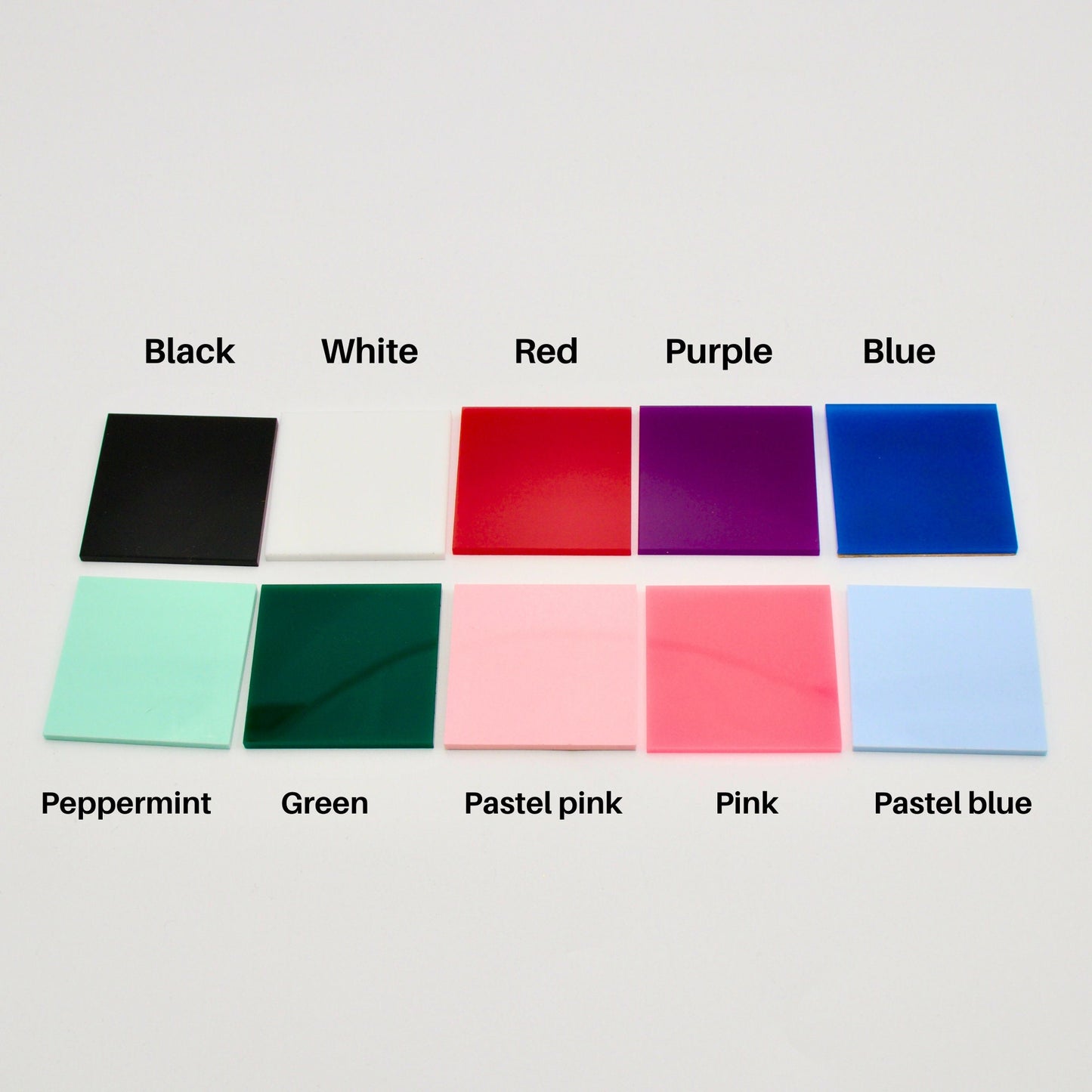 Available acrylic colors for text