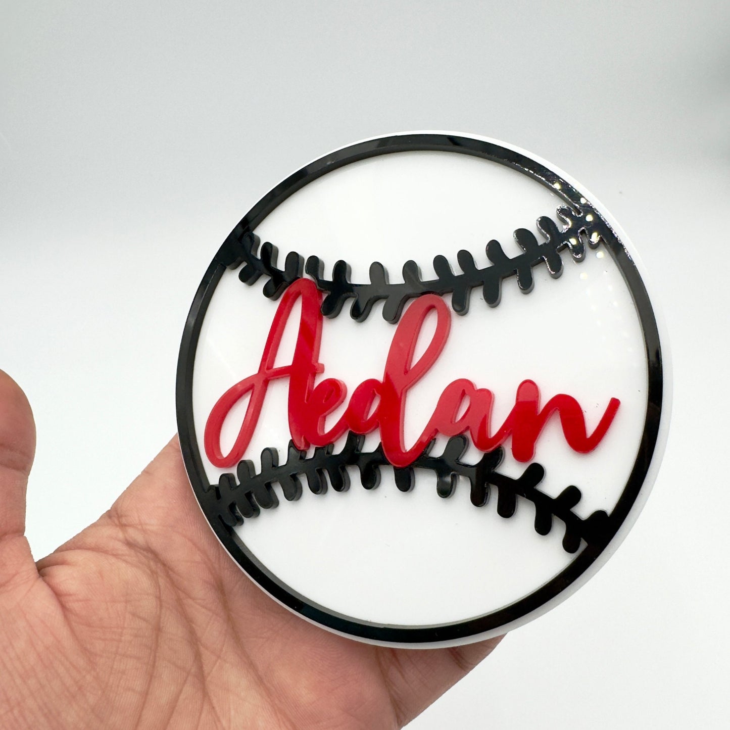 Close up of baseball bogg tag