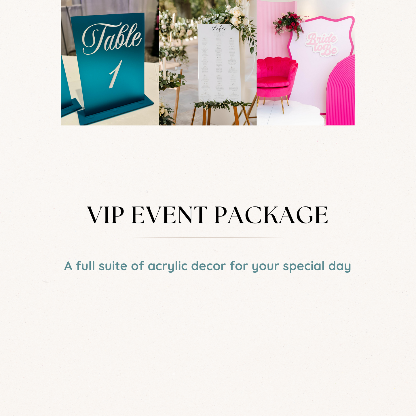 VIP Event Package- Full Suite of Acrylic Decor