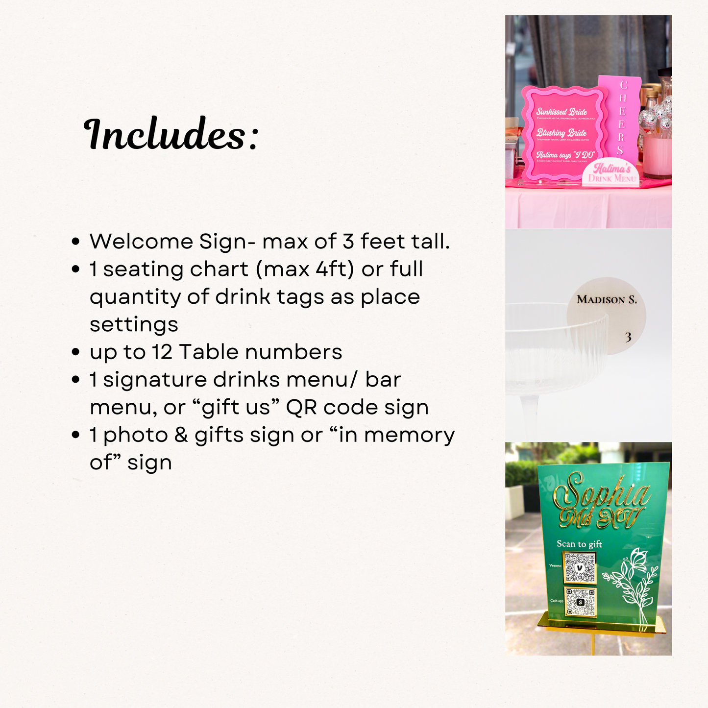 VIP Event Package- Full Suite of Acrylic Decor