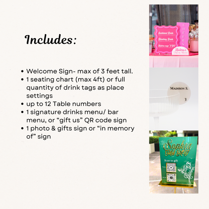 VIP Event Package- Full Suite of Acrylic Decor