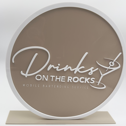 12” acrylic logo with base