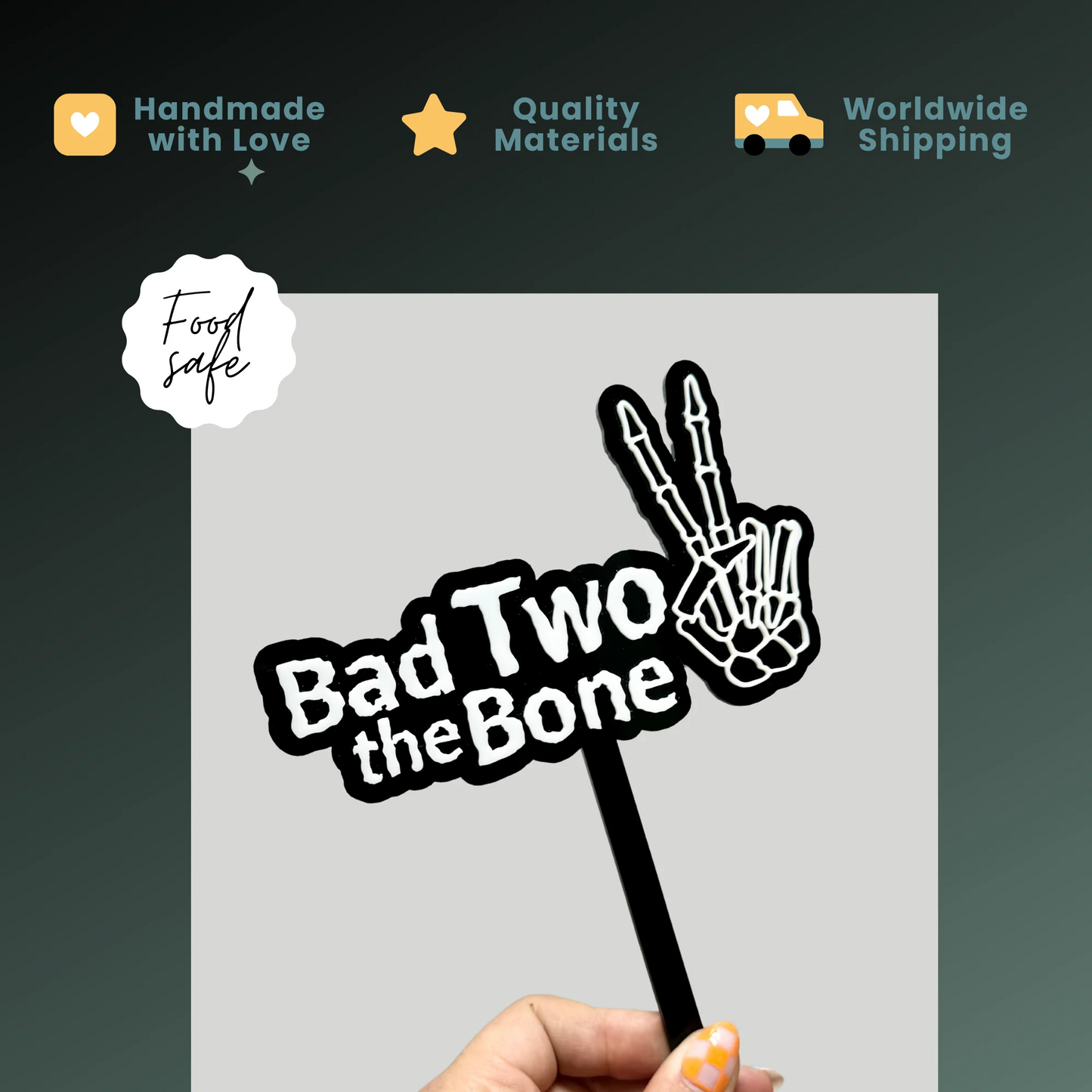 Bad two the bone cake topper