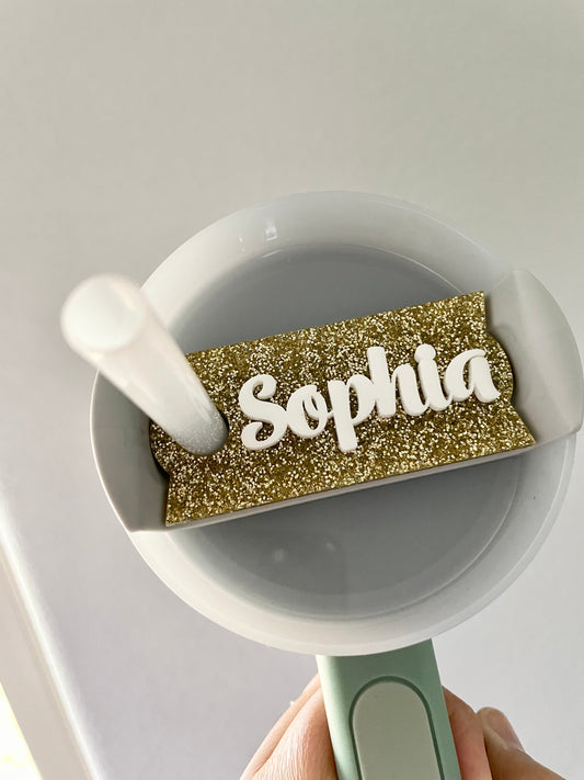 Glitter tumbler tag