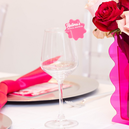Wavy drink tags in hot pink