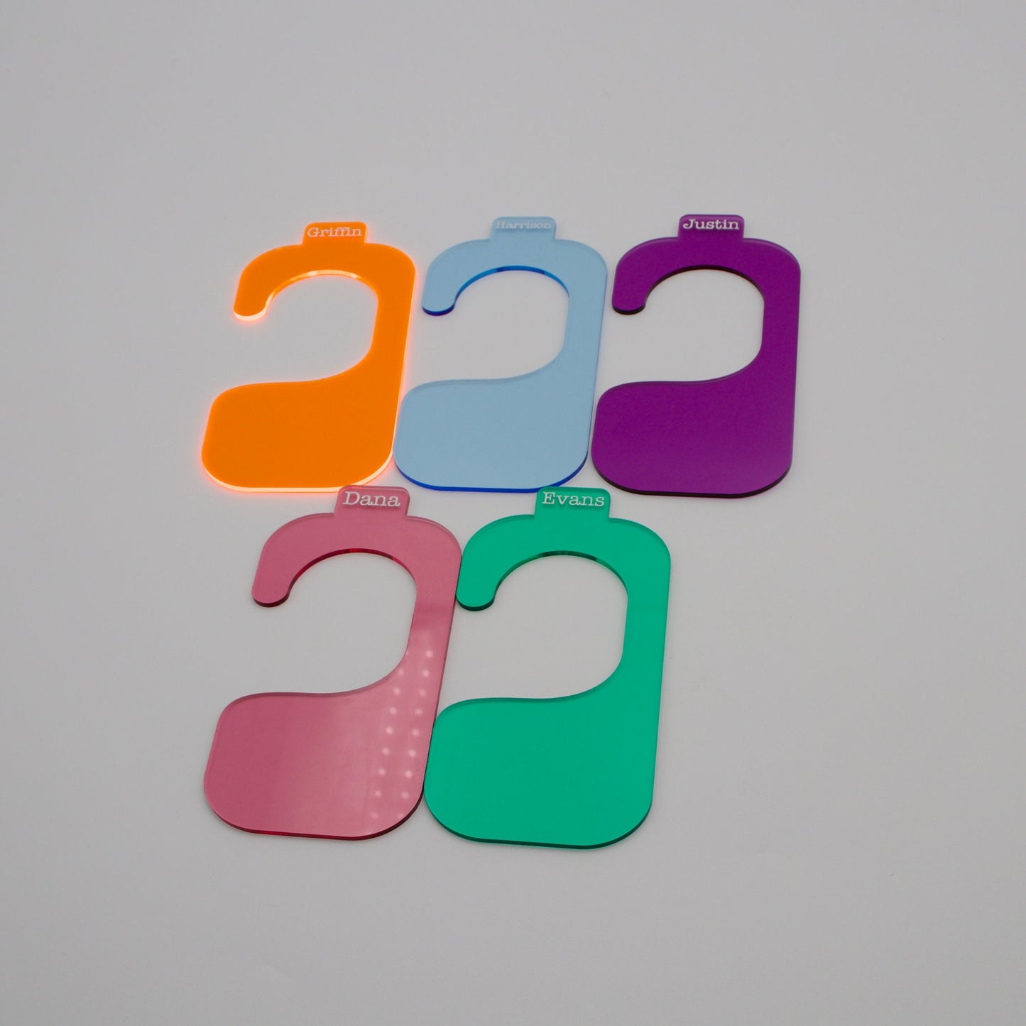 Translucent Acrylic Size Markers. Create Your Personalized Hanging Closet Dividers.