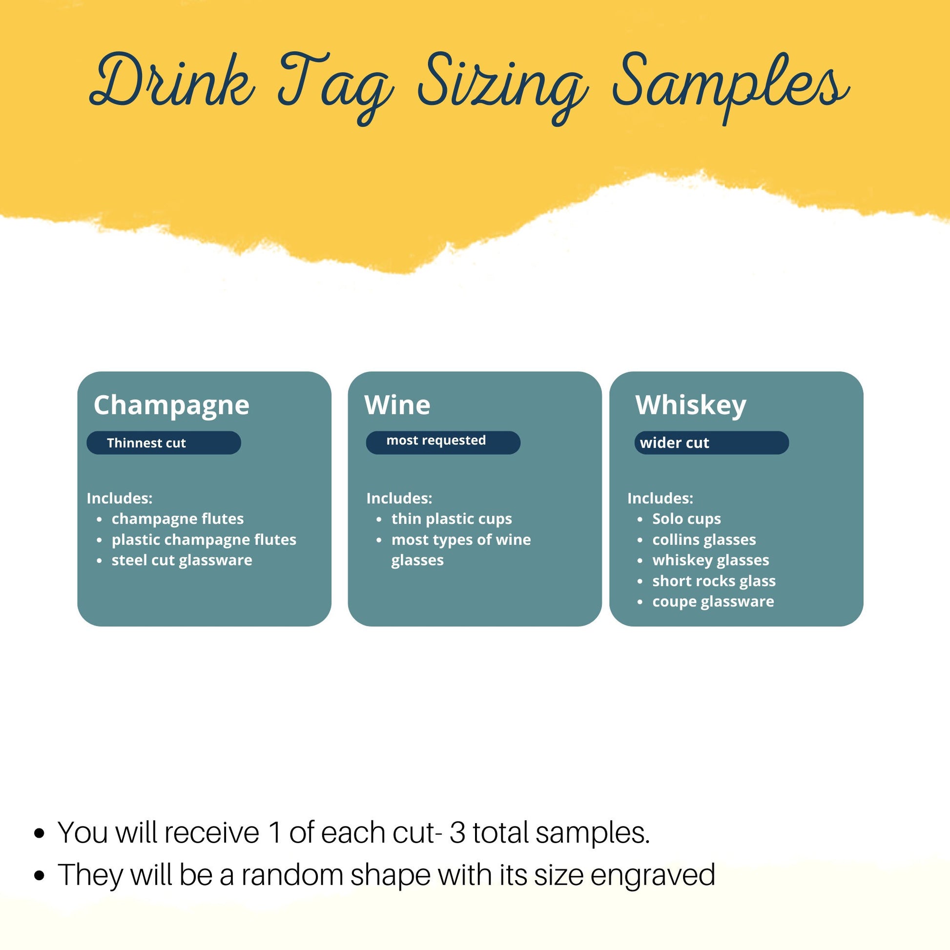 Drink Tag Size Samples