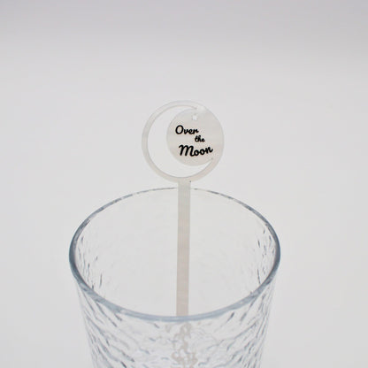 Celestial Drink Stirrers - Set of 12, Moon & Star Acrylic Stir Sticks