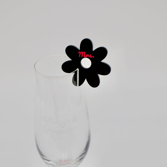 Daisy Drink Tags- Black Acrylic