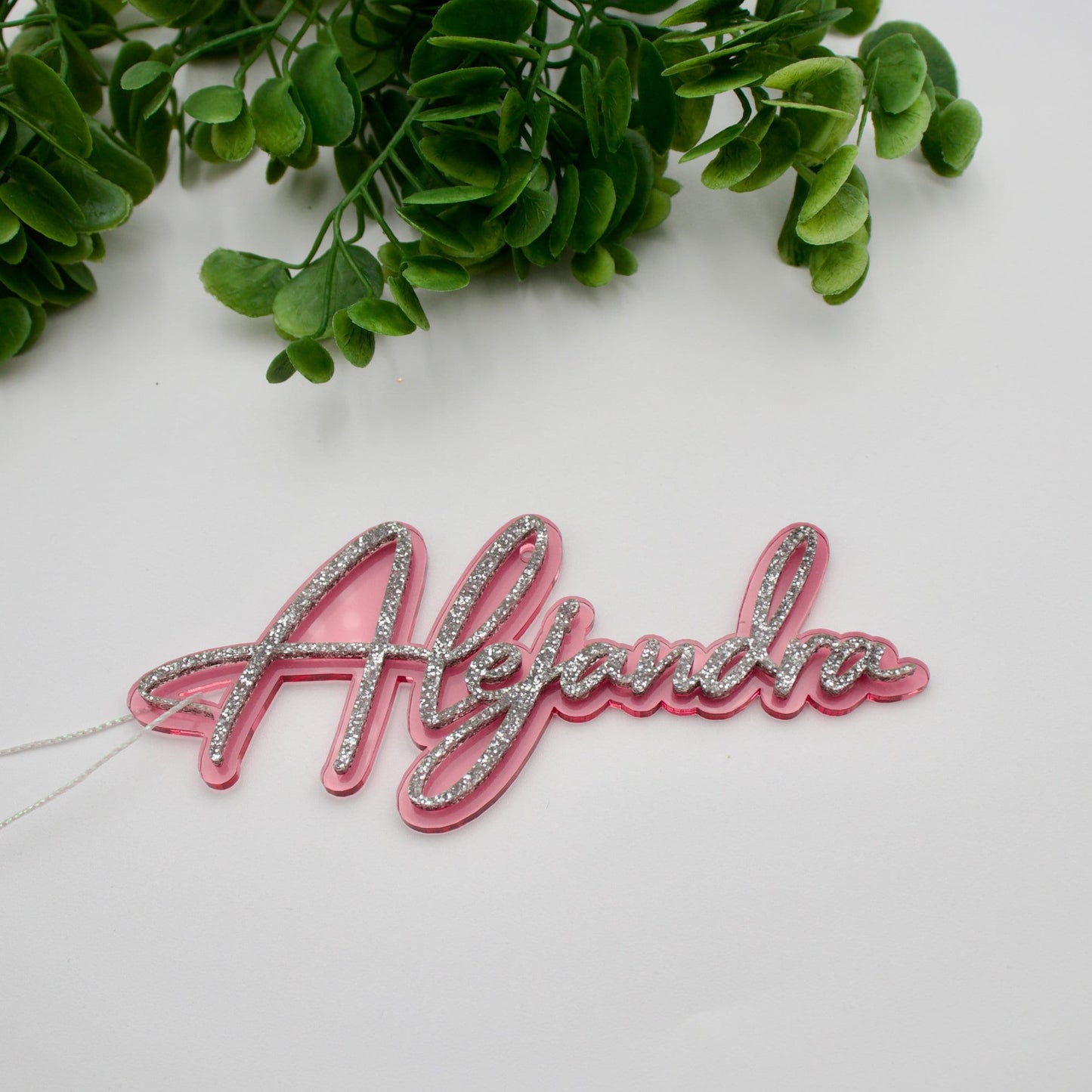 Stocking Name Tag Custom Laser Cut Acrylic Ornament with Glitter Personalized Christmas Keepsake Gift