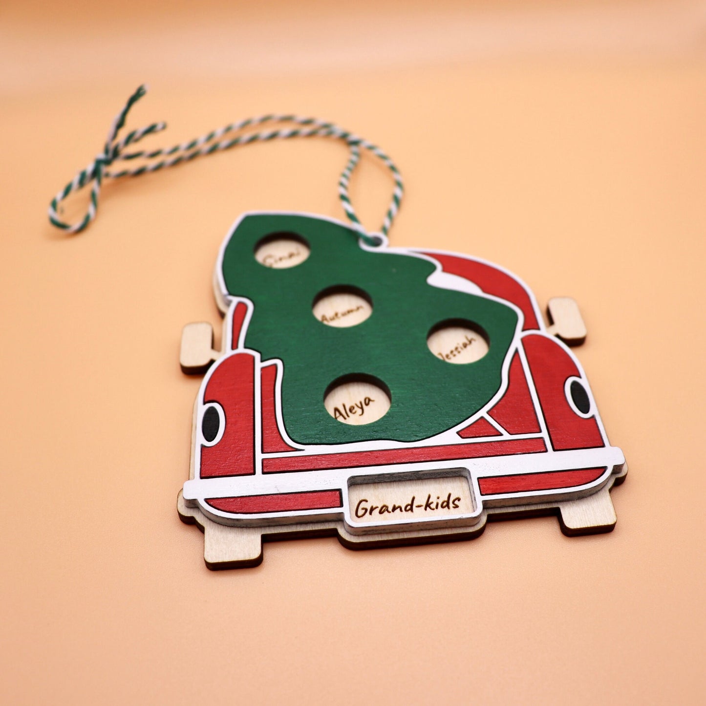 Red Truck Ornament - Up to 12 Names!