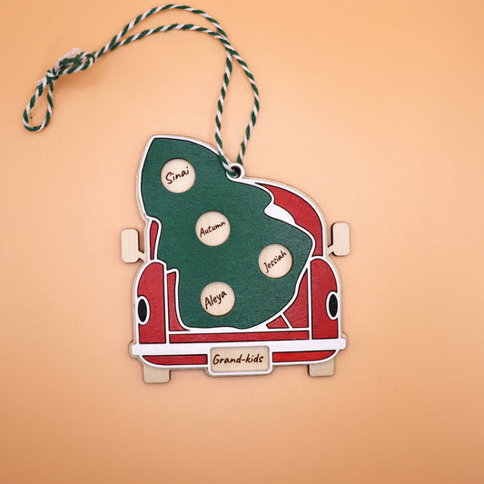 Red Truck Ornament - Up to 12 Names!