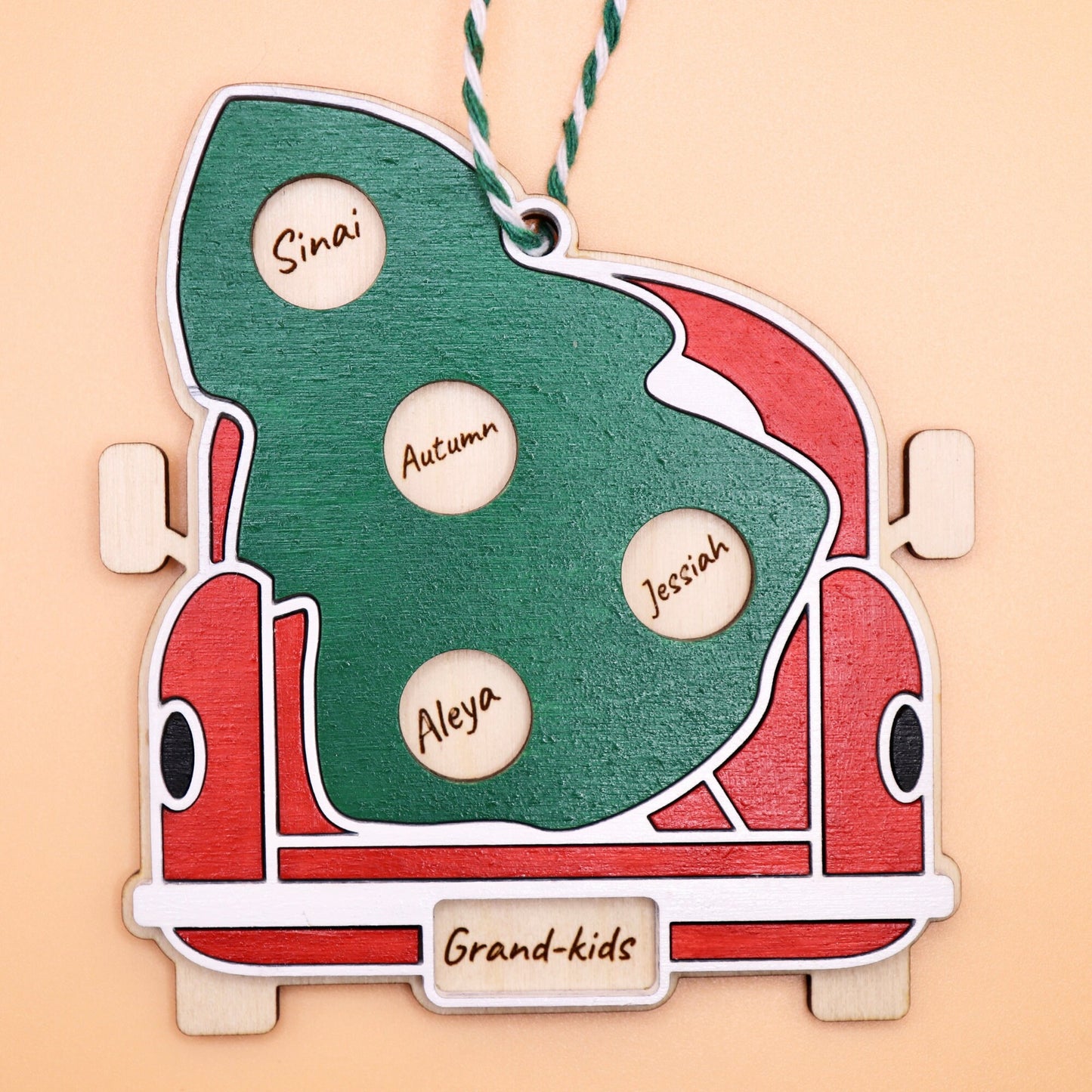 Red Truck Ornament - Up to 12 Names!