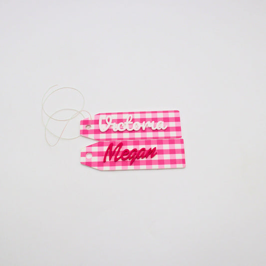 Pink Gingham Stocking Tag