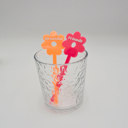 Daisy Drink Stirrers- Neon Acrylic