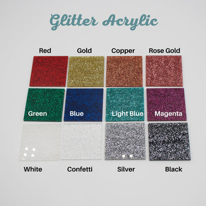 Glitter acrylic options for soccer bogg tag names