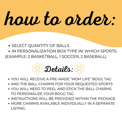 Sports Mom Bogg Tag - Select Which Sports! Mom Life Bogg Bag Accessory For The Trendy Busy Mama, Perfect DIY Mom Gift