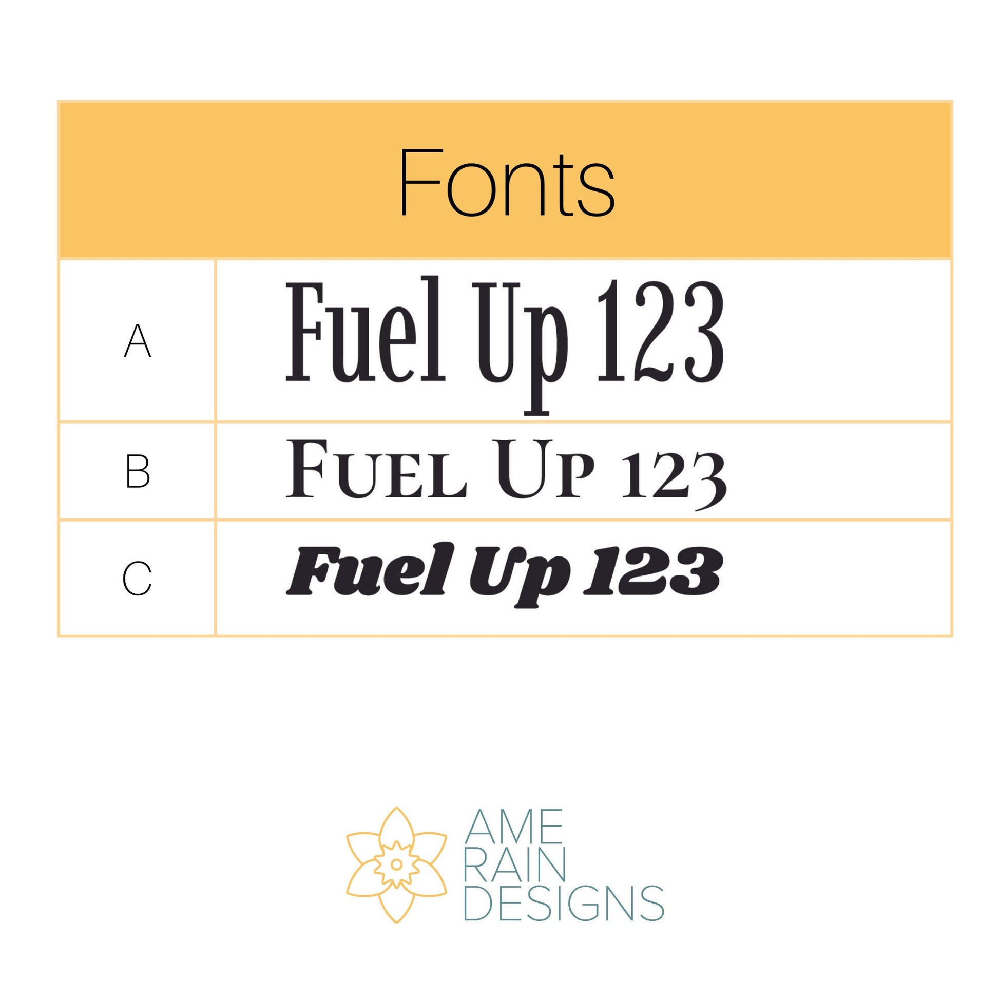 available fonts