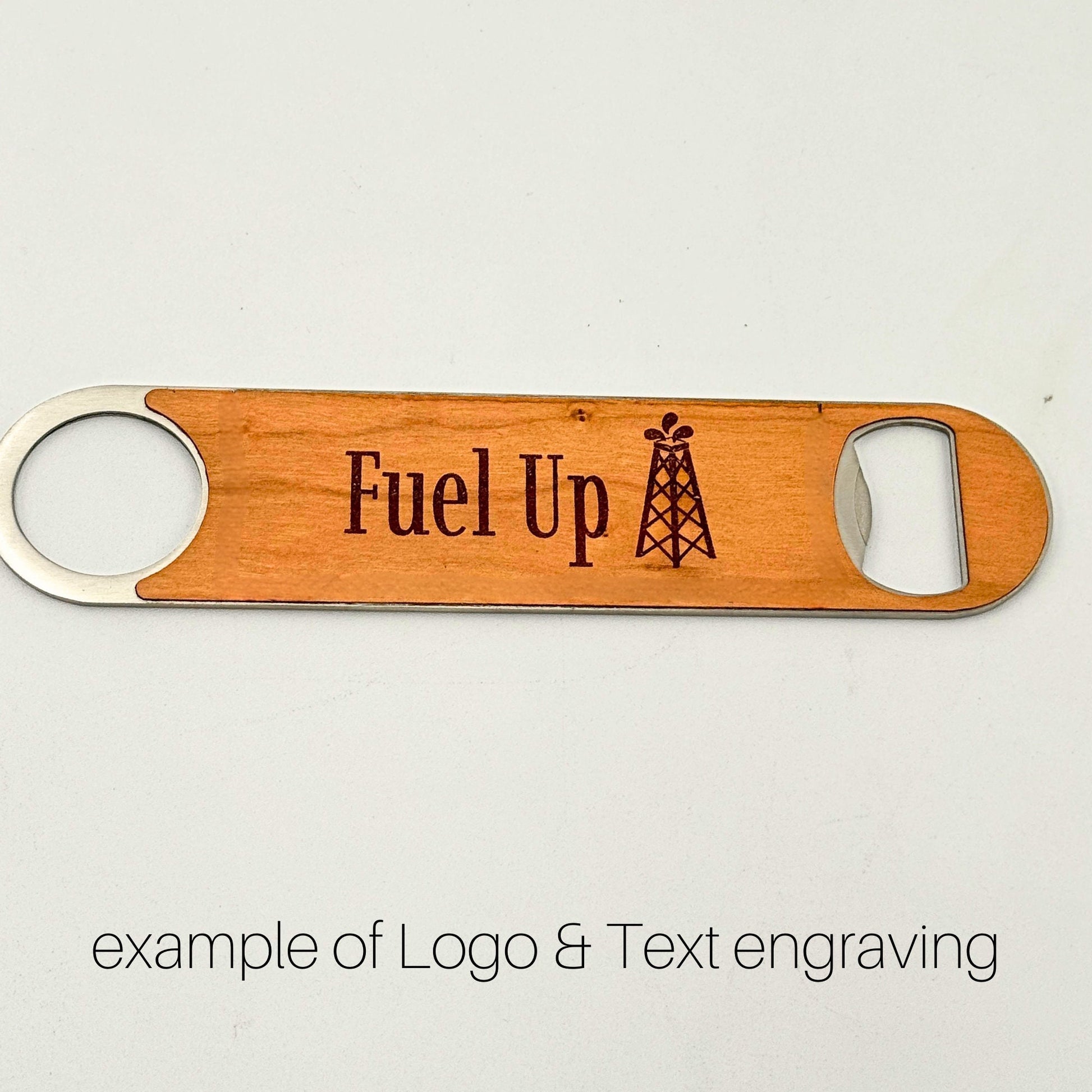 example of logo & text for wooden bottle opener