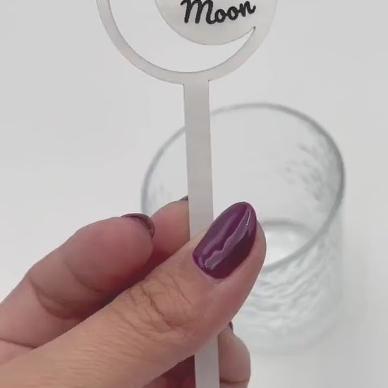 Celestial Drink Stirrers - Set of 12,  Moon & Star Acrylic Stir Sticks