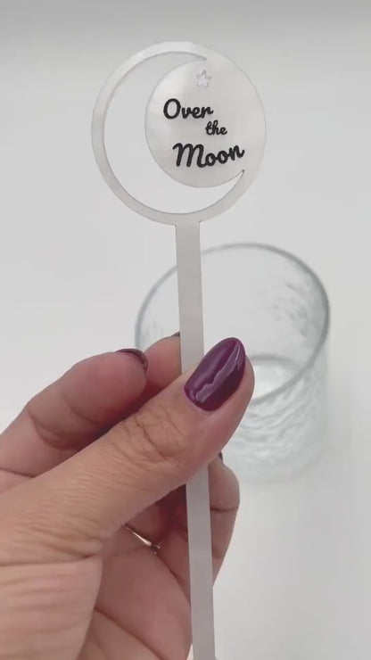 Celestial Drink Stirrers - Set of 12,  Moon & Star Acrylic Stir Sticks